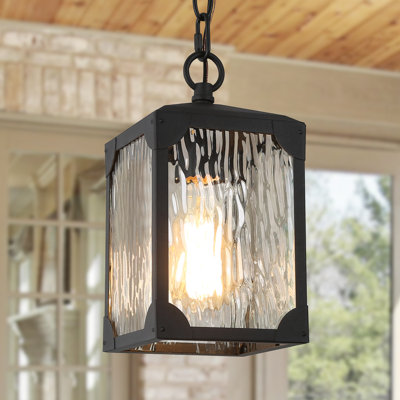 Cosimo Matte Black 1 -Bulb 10'' H Textured Outdoor Hanging Lantern