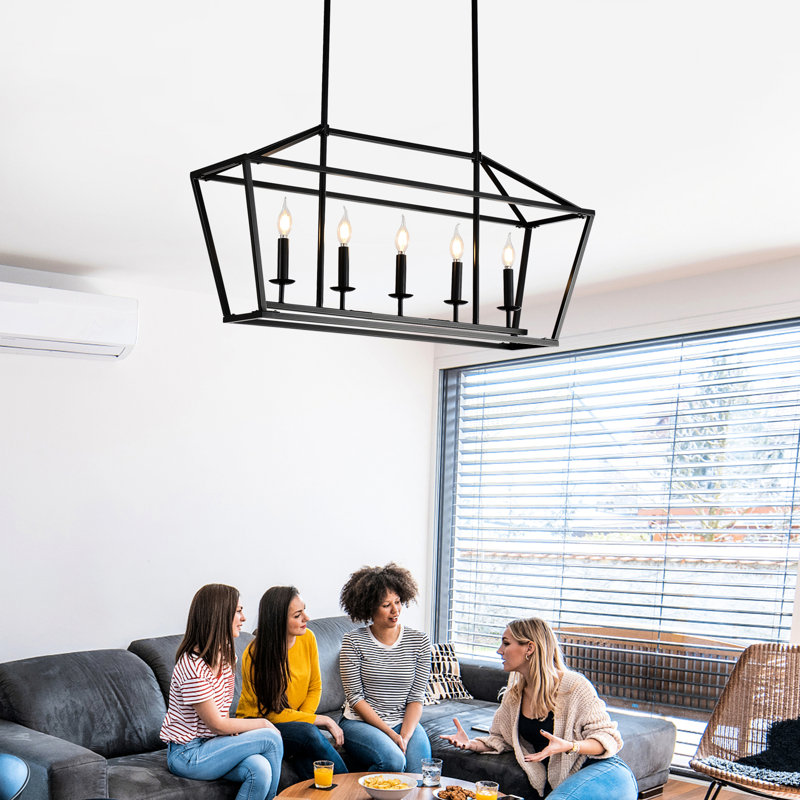 Noir mat 5 - Cuisine, luminaire suspendu moderne pour la salle à manger, la chambre à coucher, le couloir du salon, la chambre de la salle de conférence à suspension linéaire, industriel