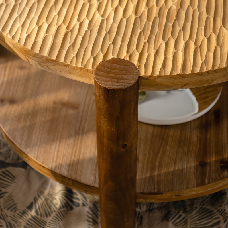 2 Round Coffee Table With Solid Wood Design Foundation, Mid Century Graceful Look, Storage Feature Design, Quick Installation In Living Room Elements, Pattern, Glamour, For And Narrow Spaces