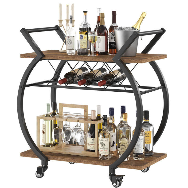 Bar Cart, Black/Brown