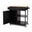 Chariot-bar de cuisine avec rangement et porte-serviettes, bois noir de 35 po