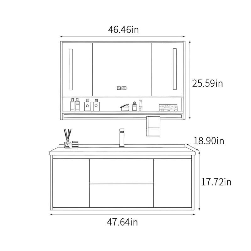 Bathroom cabinet stylish minimalist style, Grayish Blue
