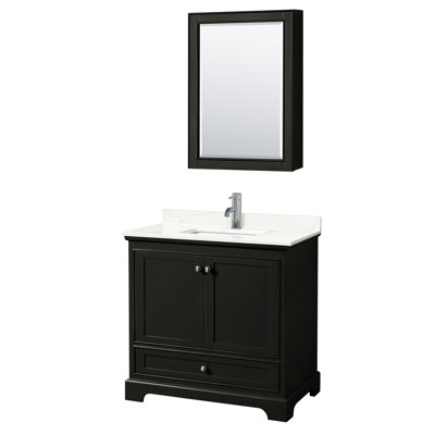 Ensemble de meuble-lavabo simple autoportant 36 po avec plateau en quartz Deborah