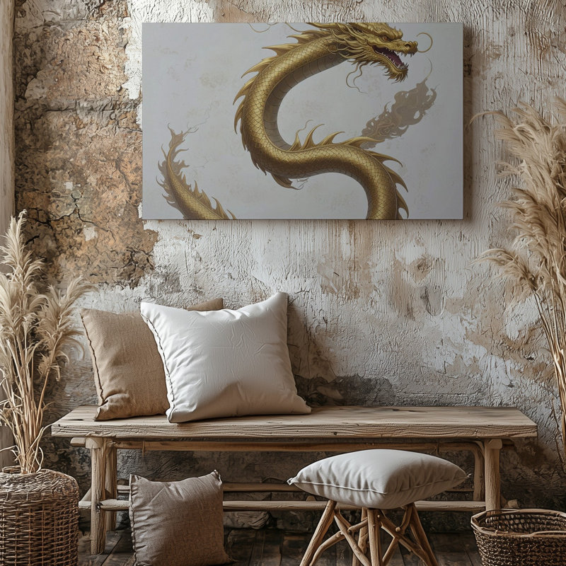 Toile de dragon doré doré, H 9 po x l 12 po
