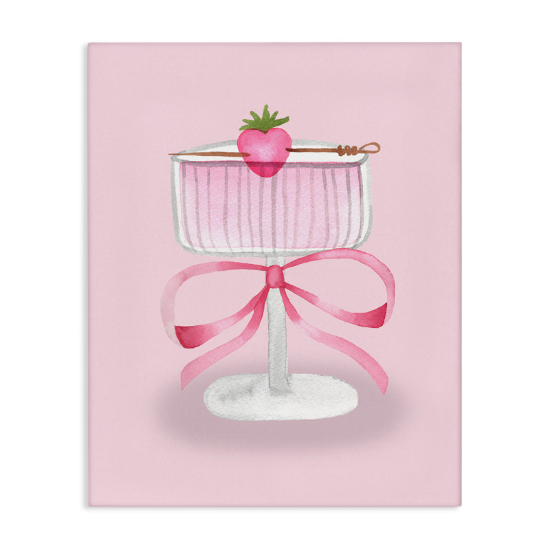 Toile Coquette Strawberry Cocktail, design par Nina Jacobs, H 20 po x l 16 po