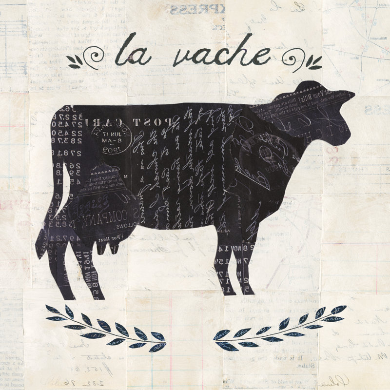La Vache Silhouette Sq Words by Courtney Prahl - Wrapped Canvas Print, 91cm H x 91cm W