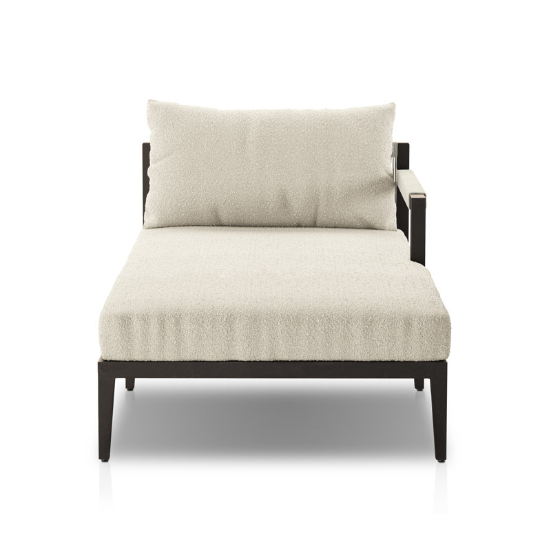 Sherwood Outdoor Chaise Lounge, Fiqa Cream Boucle, Weathered Gray/Dark Gray