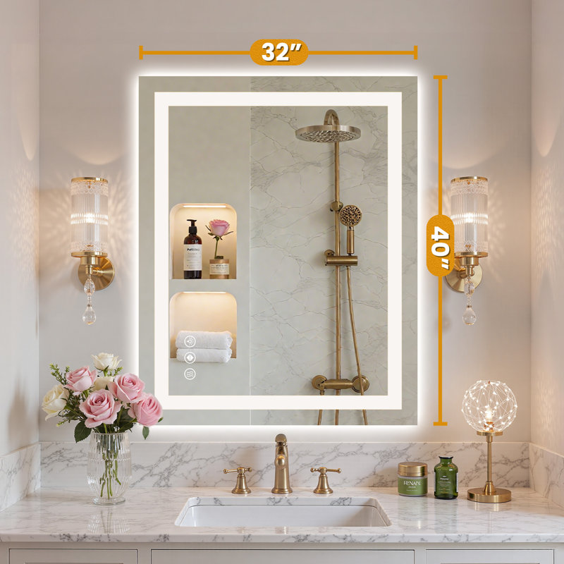 Moxon Anti-Fog Dimmable LED Bathroom Vanity Mirror, 32" x 40"