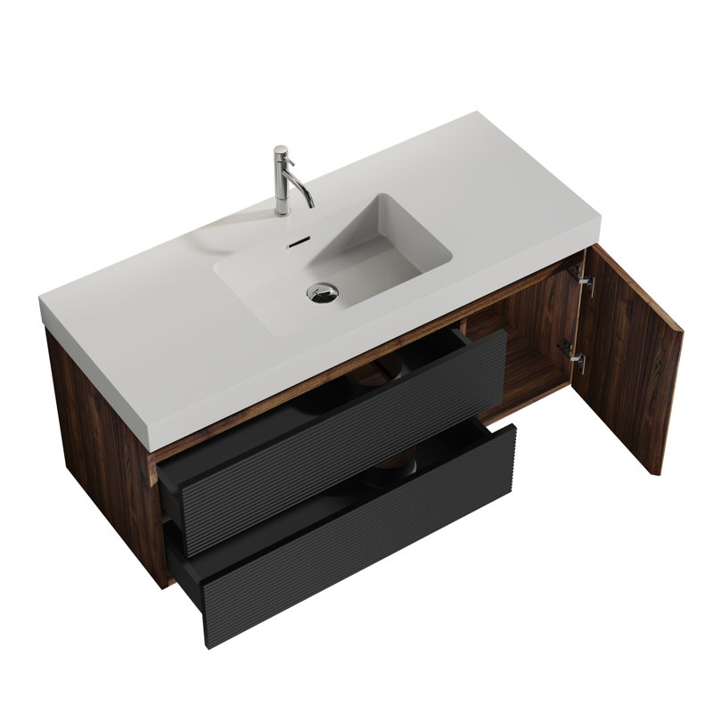 Meuble de rangement en contreplaqué pour salle de bain - 46,72 po de profondeur, meuble de 19,24 po de largeur, compact et élégant