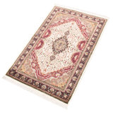 Tapis unique en viscose noué à la main bourgogne / ivoire des années 2010 de 4 pi 1 po x 6 pi 4 po Dodds