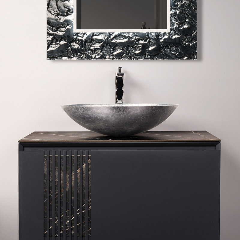 Lavabo de salle de bain ovale Luxury, Feuille d'argent