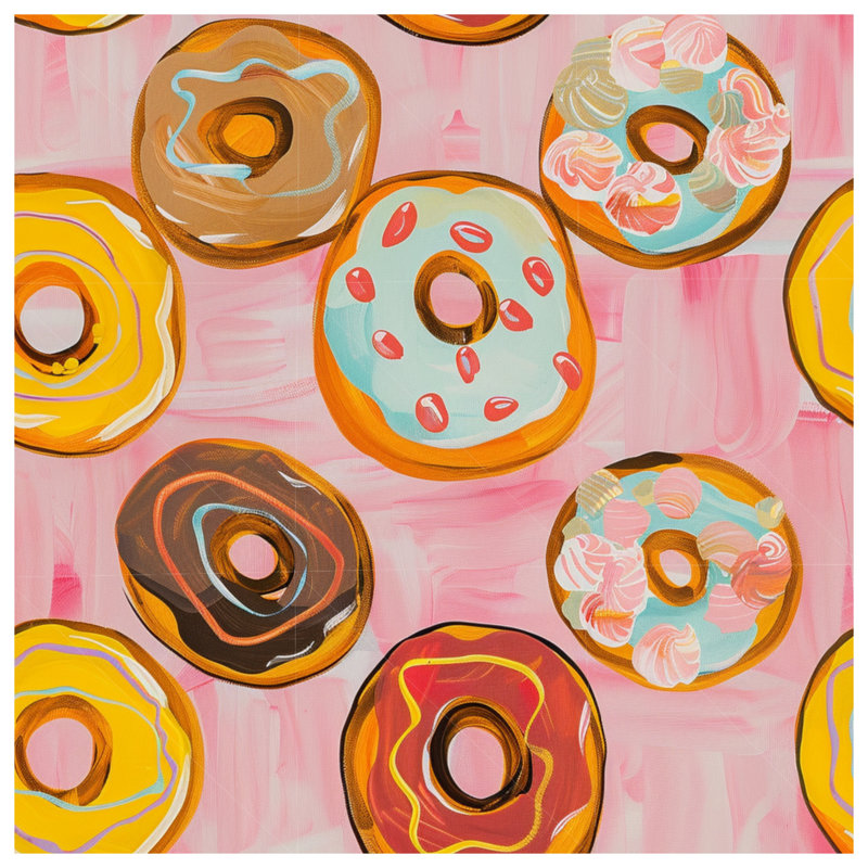Tapisserie murale Donuts - Décoration murale alimentaire, H 104 po x 88 avec 4 œillets