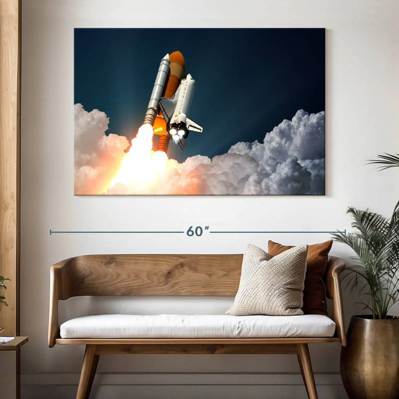 Oberle Rocket Flying To Space, 34" H x 51" W