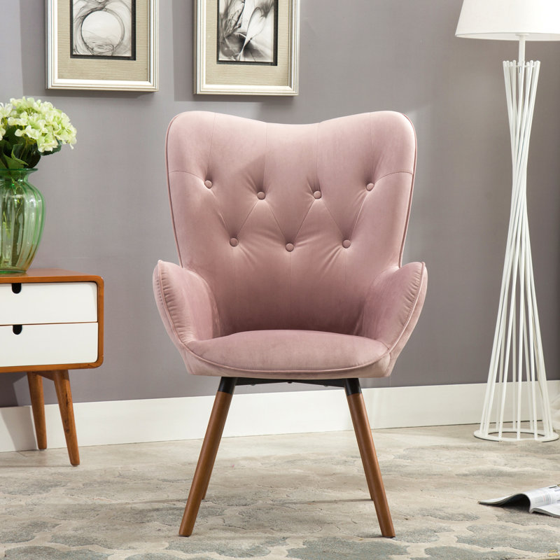 Fauteuil d'appoint contemporain capitonné à dossier, Mauve