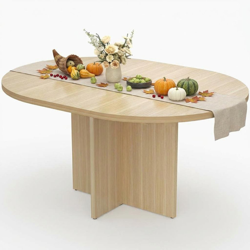 Round Dining Table, Natural Wood