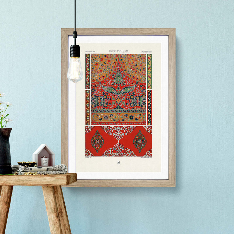 Floral Indo-Persian Pattern by Albert Racinet - Picture Frame Painting Print, Oak Framed, 48cm H x 36cm W x 2cm D