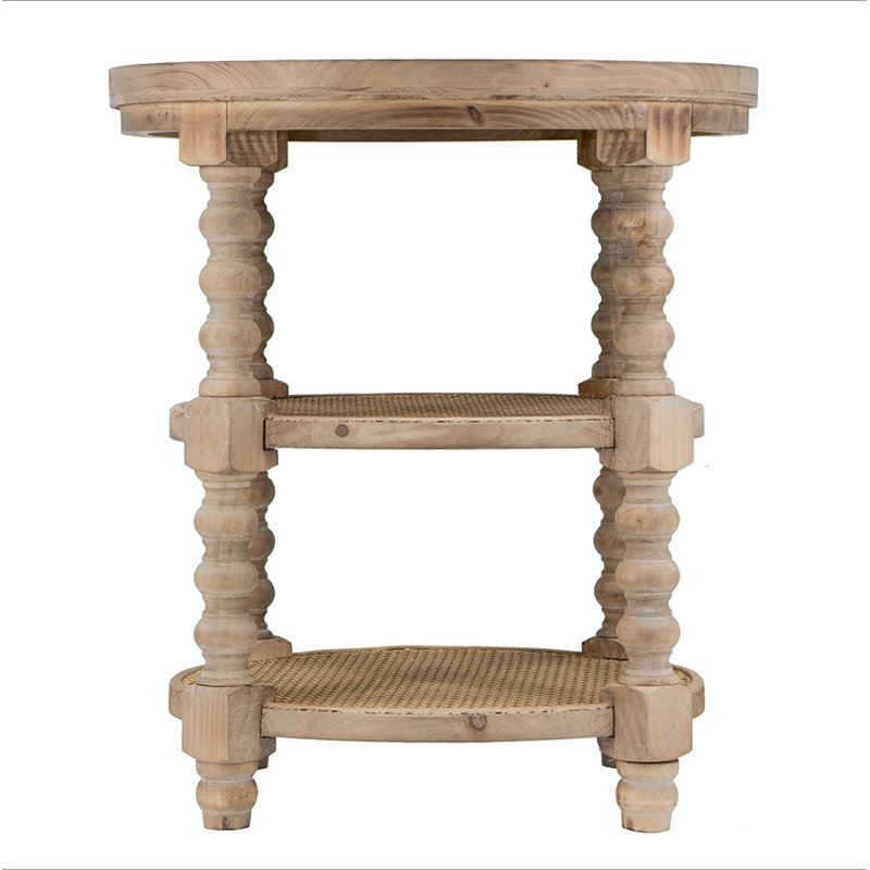 P 23,5 po x 25 po, tabel à 3 niveaux et tabouret à extrémité naturelle pour vestibule de chambre à coucher