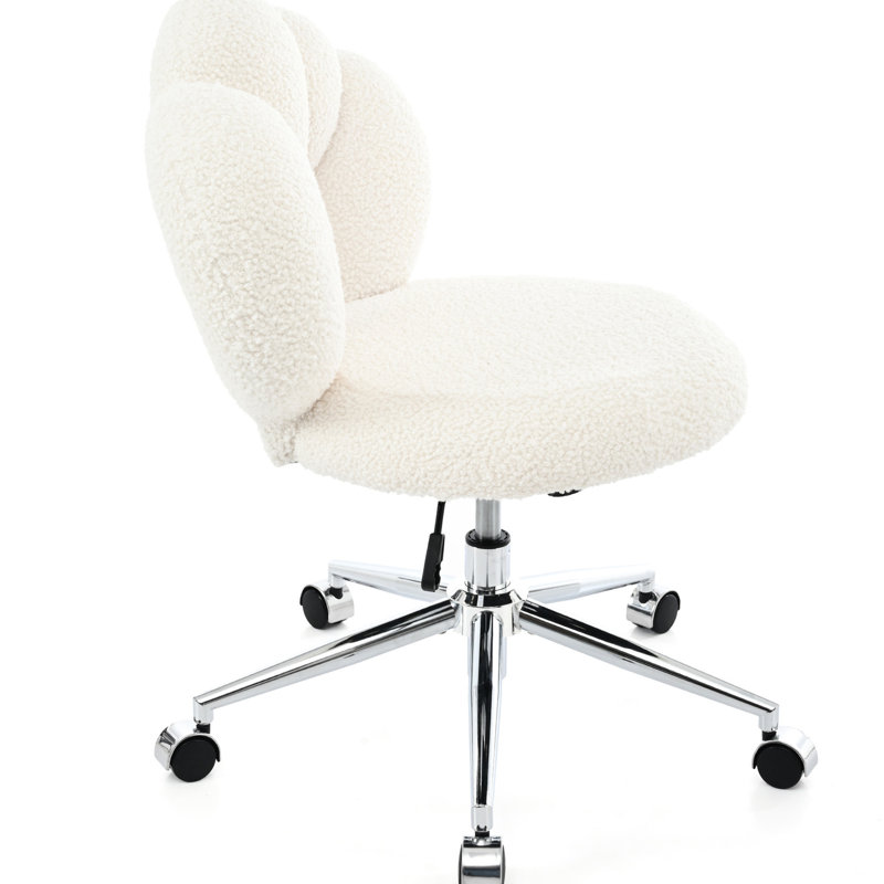 Chaise de bureau réglable en tissu, Blanc