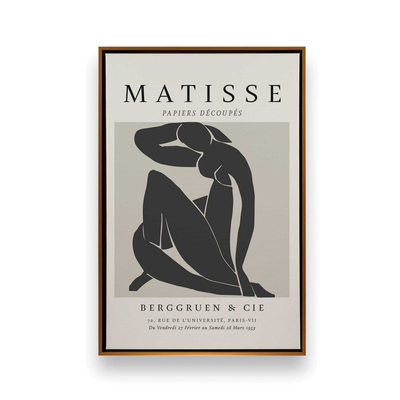 Matisse's Nude II en noir, Cadre flottant or poli, H 48,75 po x l 32,75 po x P 1,75 po