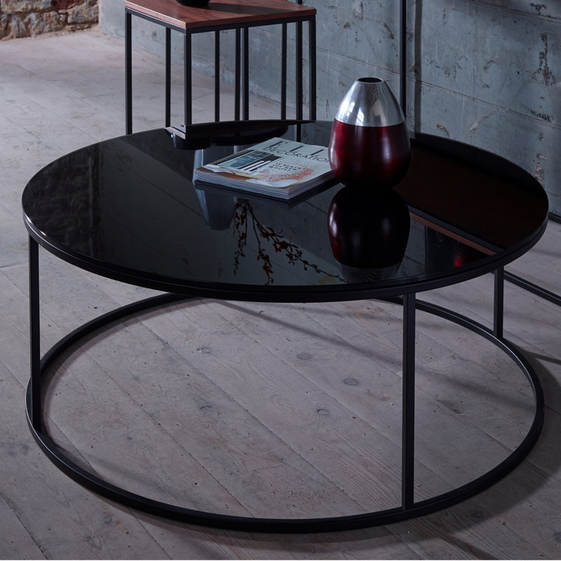 Licata Sled Coffee Table, 39.6 cm H x 100 cm W x 100 cm D, Black / Black