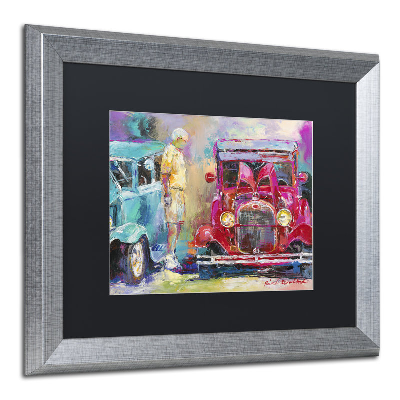 « old cars », reproduction sur toile, H 16 po x l 20 po x P 0,5 po, Noir, Cadre argenté