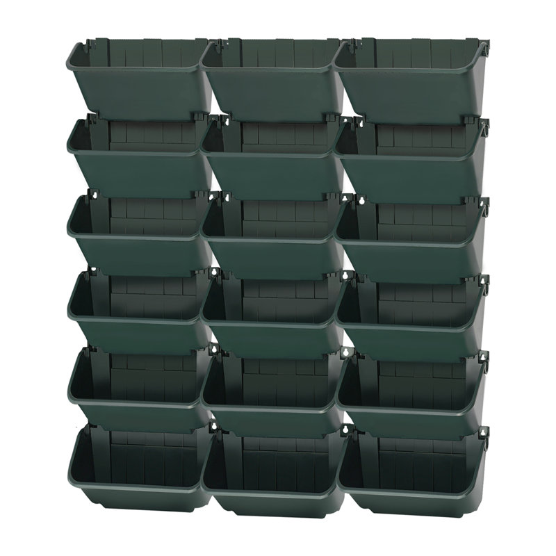 Wall-Mounted Planter With 18 Pots, Green
