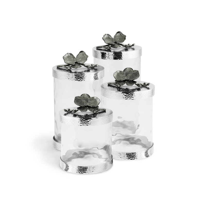 Orchid Kitchen Canister, Black, 8.5" H x 5.5" W x 5.5" D