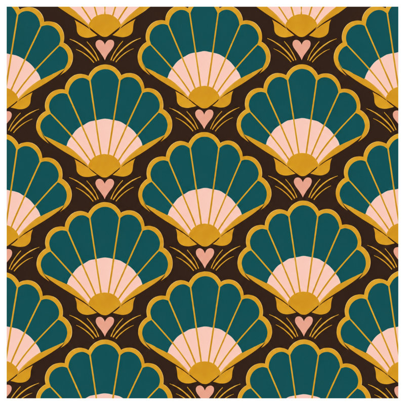 Tapisserie murale Art Deco, 68in H x80in W with 4 Grommets
