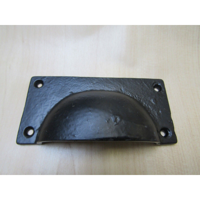 Large Rectangular Cup Pull Handle Black Antique, Black Antique