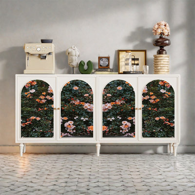 Artistic four-door floral wooden sideboard