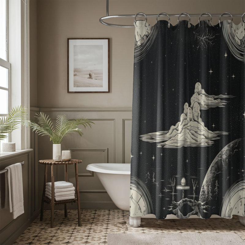 Adraine Abstract Shower Curtain, 74"H x 71"W