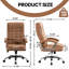 Fauteuil de direction en cuir synthétique à haut dossier avec coussin de siège à ressorts, fauteuil d'ordinateur pivotant ergonomique avec accoudoirs chromés, capacité de 350 lb pour le bureau personnel, chameau
