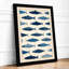 Swimming Fish Pattern Geometric - Framed Print-496618673-496618679