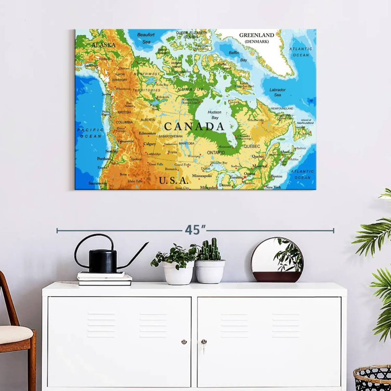 Carte du Canada Aliaz, H 30 po x l 45 po
