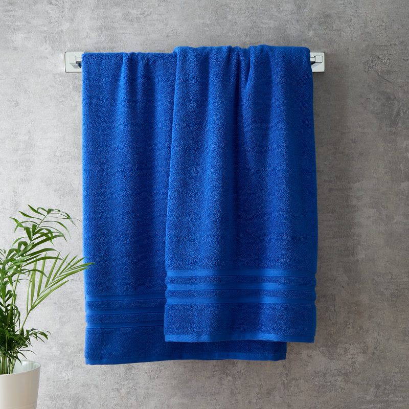 Zero Twist Cotton Bath Sheet Pair, Cobalt Blue