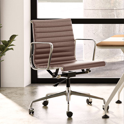 Chaise de bureau en cuir véritable Ashvina