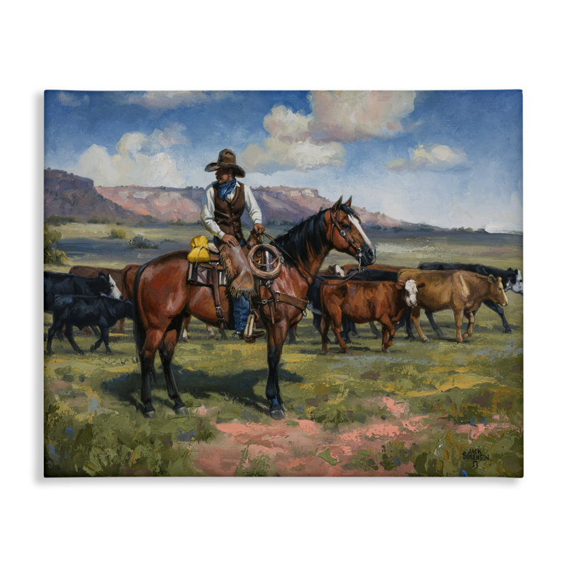 Art mural sur toile Cowboy, H 16 po x l 20 po