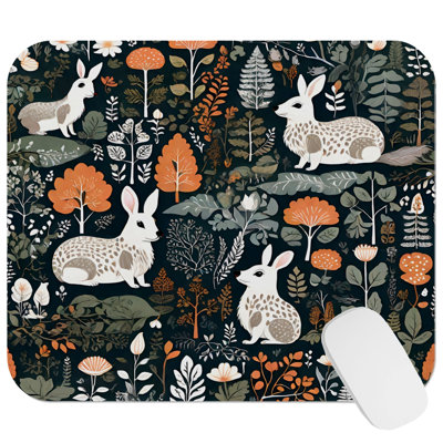 Animals Bunny Rabbits I Scandinavian Gaming Cute Office Laptop Desk Pad Gift Mat Square Rectangle Non-Slip Mousepad