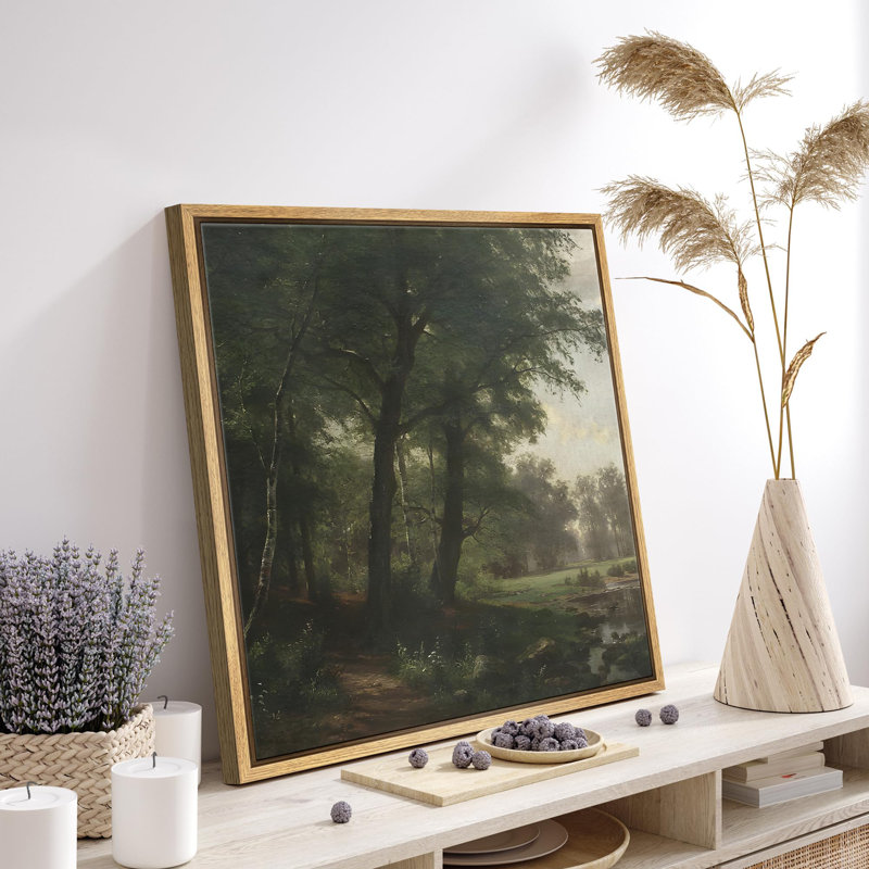 Sylvan Riverside Path, reproduction encadrée sur toile, H 16 po x l 16 po, Toile naturelle