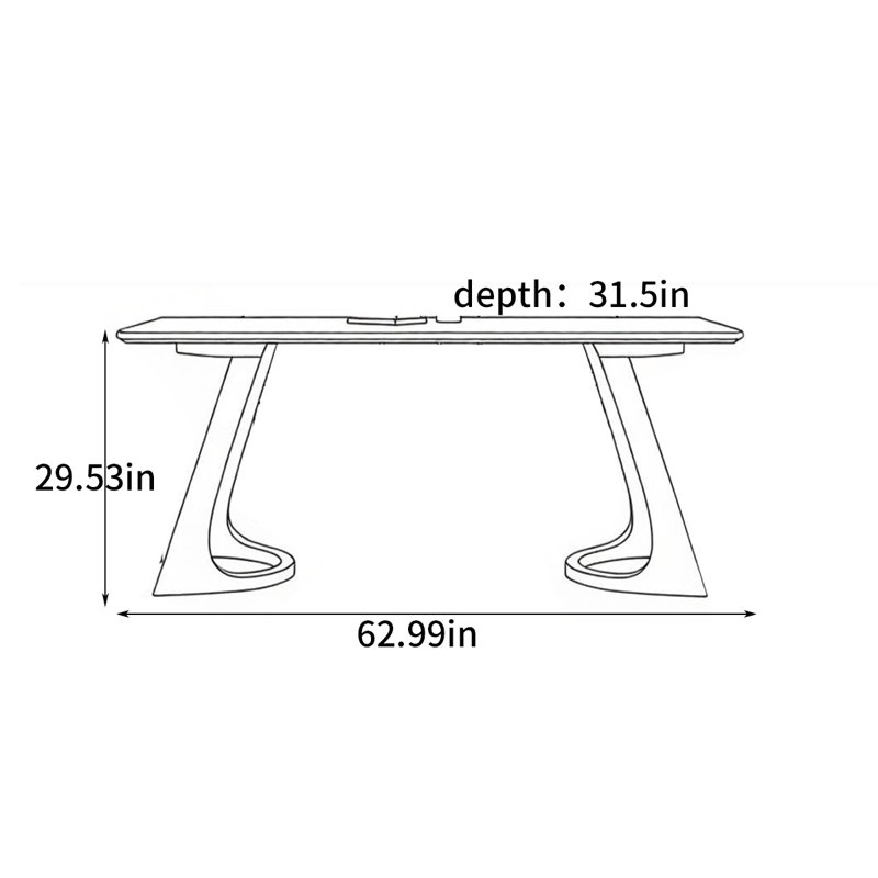 Minimalist rectangular dining table, 29.53"H x 62.99"L x 31.5"W