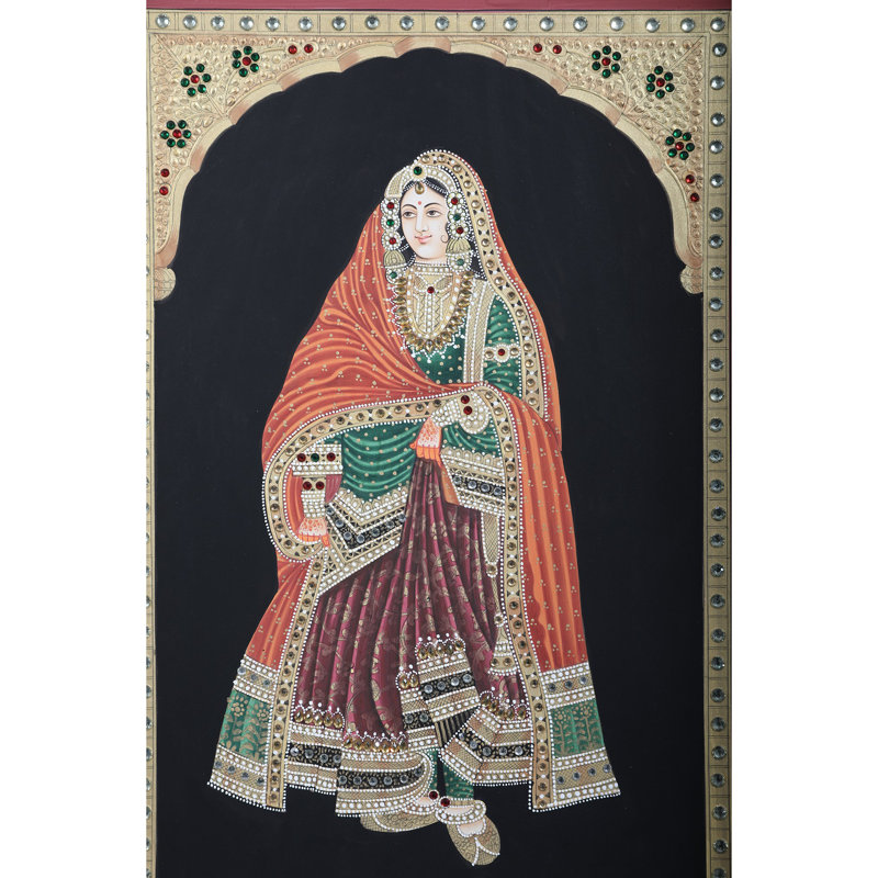 Rajput King And Queen - With Inlay Work - Set Of 2 | Stone On Base Paper | By Kailash Chandra