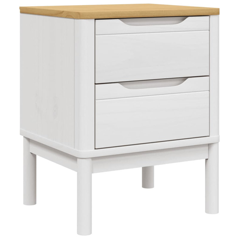 Paycen 45cm W Solid Wood Bedside Table, White