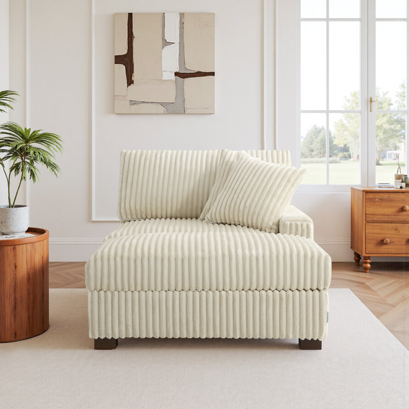 Upholstered Chaise Lounge, Right Hand Facing, White