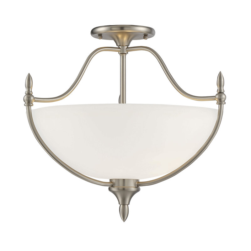 Sennott 3-Light 18" Semi Flush Mount in Satin Nickel, Satin Nickel