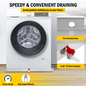 Washing Machine Pan Heavy Duty Washing Machine Tray with 4 Pcs Anti-Vibration Washing Machine Feet, Washer Pan, No Hole