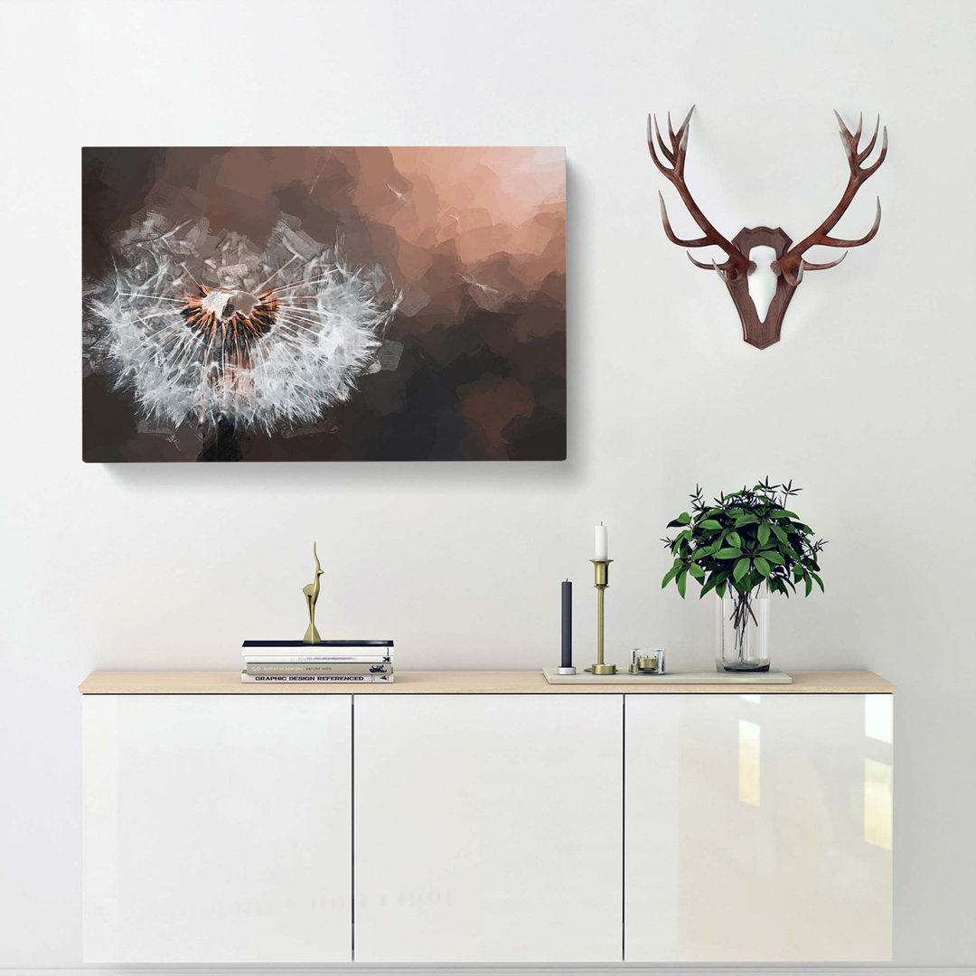 Floating Dandelion Seeds in Abstract - Wrapped Canvas