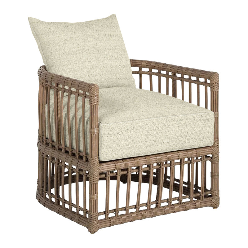 Newport Arm Chair with Cushions, Rollo Silver, No Welt, Newport #66 Burlap
