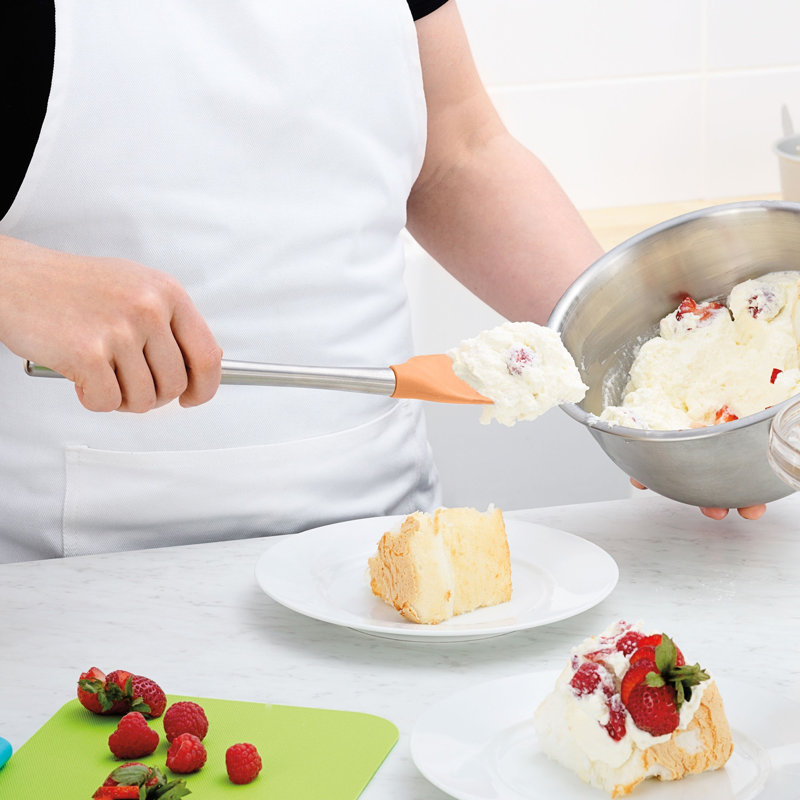 Cuillère en silicone Tovolo Flex-Core avec poignée en acier inoxydable pour la cuisson et la cuisson, Abricot