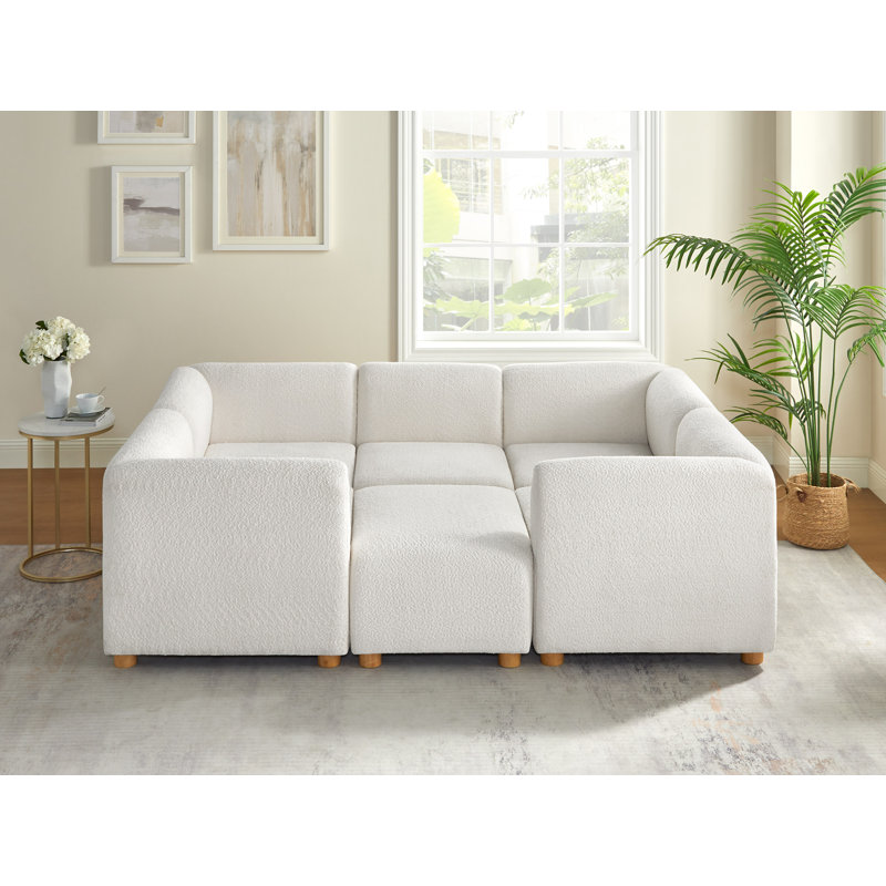 Canapé modulaire rembourré 6 pièces 6 pièces, Polyester blanc