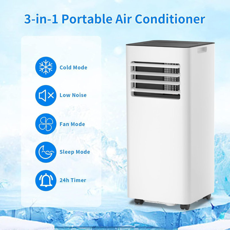 10,000 BTU Portable Air Conditioners for Room up 450 Sq. Ft, 4-IN-1 Quiet Portable AC Unit with Dehumidifier Fan Function, Remote Control, Sleep Mode, 24H Timer